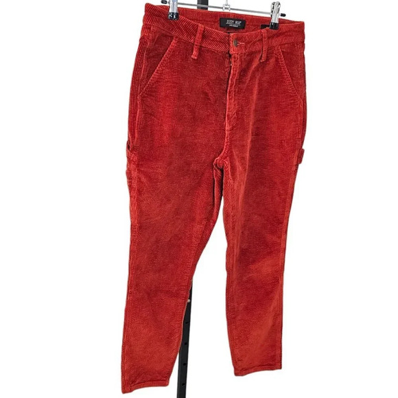 Judy Blue Womens High Rise Slim  Fit Corduroy Cargo Jean Pants Size 27 Orange - Picture 3 of 9